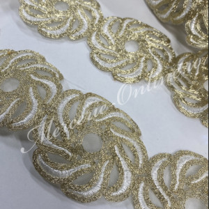 Dantela Brodata cu lurex, cca 7.5cm (la metru) Cod:0827