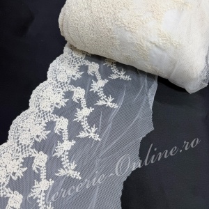 Dantela Bumbac brodata pe tull, cca 16cm (la metru) Cod:3970