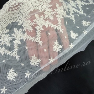 Dantela Bumbac brodata pe tull, cca 20cm (la metru) Cod:3966 - Img 2