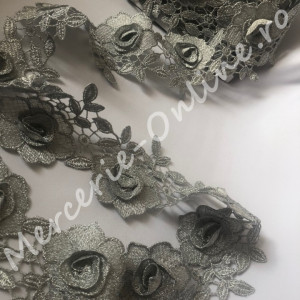 Dantela Flori 3D cu lurex, cca 8cm (la metru) Cod:0814 - Img 2