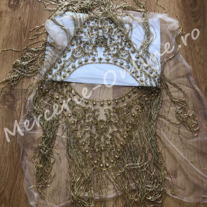 Guler rochie cu franjuri din margele, strasuri si cristale, mai multe culori disponibile (la bucata) Cod:0773