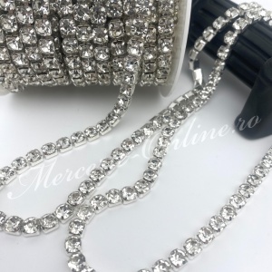 Lant decorativ cu strasuri, 6mm, Crystal (la metru) Cod:3370