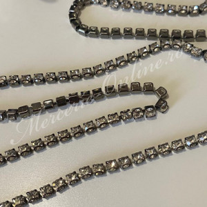 Lant decorativ cu strasuri, Crystal Black, 2/4mm (la metru) Cod:2544 - Img 2