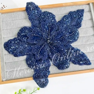 Aplicatie floare 3D cu margele si paiete, cca 30cm (la bucata) Cod:3247