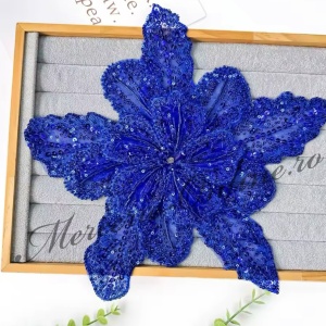 Aplicatie floare 3D cu margele si paiete, cca 30cm (la bucata) Cod:3470