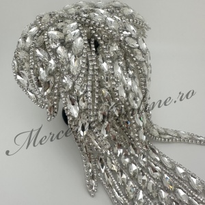 Aplicatie Termoadeziva tip Epoleti 3D cu Cristale, Crystal, 15x37cm (la bucata) Cod:3521 - Img 3