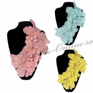 Aplicatie textila Flori tip brosa, 18x32cm (la bucata) Cod:3092