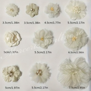 Aplicatii Flori Organza 3D, Ivoire (10bucati/set) Cod:4138 - Img 2