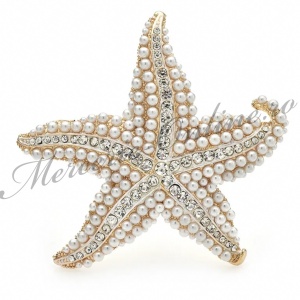 Brosa Stea cu Perle si Strasuri, 6.7x7cm (la bucata) Cod:3277
