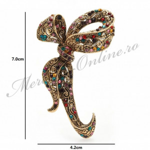 Brosa Vintage cu Strasuri, 7x4.2cm (la bucata) Cod:2492 - Img 2