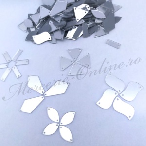 Cristale de cusut acril tip oglinda, Argintiu (50bucati/pachet) Cod:3543