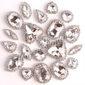 Cristale de cusut sticla cu suport metalic, Crystal, (20bucati/pachet) Cod:4079