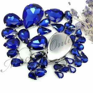 Cristale de cusut sticla cu suport metalic, Royal Blue, (30bucati/pachet) Cod:3023