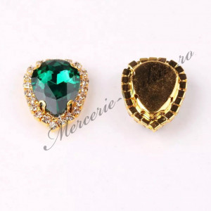 Cristale de cusut sticla, Emerald, 18x22mm (2bucati/pachet) Cod:2476 - Img 2