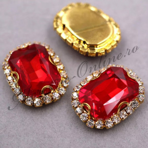 Cristale de cusut sticla, Red, 13x18mm (2bucati/pachet) Cod:2572