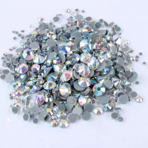 Cristale de Lipit, Mix Size, Crystal AB, (cca 640-800buc/pachet) Cod:2330 - Img 2