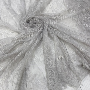 Dantela fina Chantilly, cca 150cm, Gri Deschis (la bucata) Cod:4193