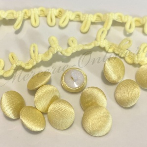 Nasturi Imbracati Satin, 13mm, Galben Pal (25bucati+25cm bride) Cod:3305