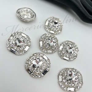 Nasturi Metalici cu Strasuri, 23mm, (5bucati/set) Cod:3671