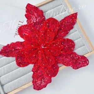 Aplicatie floare 3D cu margele si paiete, cca 30cm (la bucata) Cod:3248