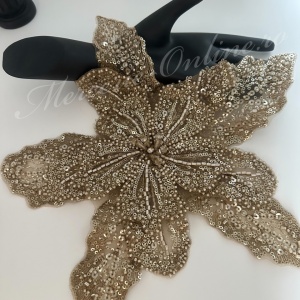 Aplicatie floare 3D cu margele si paiete, cca 30cm (la bucata) Cod:3557
