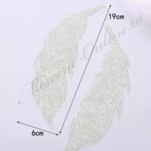Aplicatie termoadeziva strasuri forma pana, 18x5cm (2bucati/pereche) Cod:2090 - Img 2