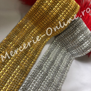 Banda decorativa piramida cu strasuri, latime cca 12cm, (la metru) Cod:0048