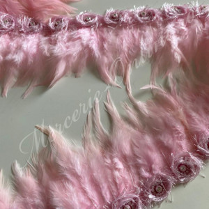Banda pene cocos cu aplicatie strasuri, Baby Pink (la metru) Cod:2123 - Img 2