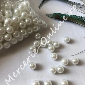 Perle plastic cu gaura, 30mm, Alb/Ivoire, (500grame/punga) Cod:4115 - Img 3