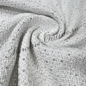 Stofa Tweed cu Paiete Fine Argintii, (la metru) Cod:3677 - Img 3