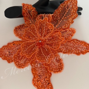 Aplicatie floare 3D cu margele si paiete, cca 30cm (la bucata) Cod:4035