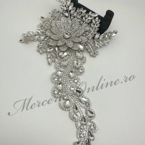 Aplicatie Termoadeziva Floare 3D cu Cristale, Crystal, 18x29xm (la bucata) Cod:3518
