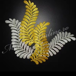 Aplicatie termoadeziva lurex, cca 19x7cm, (la pereche) Cod:3651
