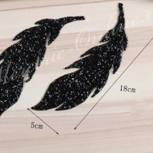 Aplicatie termoadeziva strasuri forma pana, 18x5cm (2bucati/pereche) Cod:2090 - Img 3