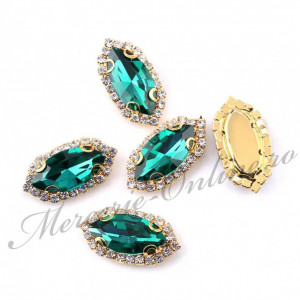 Cristale de cusut sticla, Green, 10x20mm (4bucati/pachet) Cod:2573 - Img 2