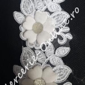 Dantela Brodata cu Flori 3D, cca 8cm (la metru) Cod:0745 - Img 2