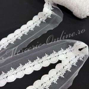 Dantela Bumbac brodata pe tull, cca 6cm (la metru) Cod:3993