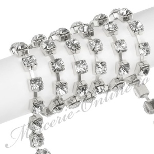 Lant decorativ cu strasuri, 8mm, Crystal (la metru) Cod:3480