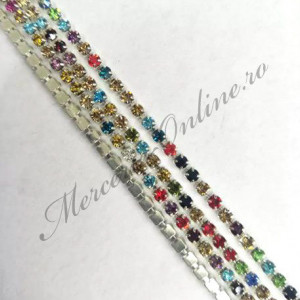 Lant decorativ cu strasuri, Mix Colors, 2/3mm (la metru) Cod:2402 - Img 2