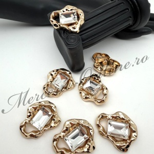 Nasturi Metalici cu Strasuri, 30x25mm, (la bucata) Cod:4051