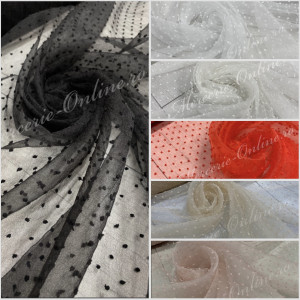 Organza cu picouri, latime 140cm (la metru), Cod:2740
