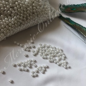Perle plastic cu gaura, 4mm, Alb/Ivoire, (500grame/punga) Cod:3203 - Img 2