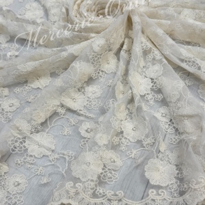 Tulle cu Broderie Bumbac, latime 140cm (la metru), Cod:3979