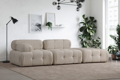 Canapea Doblo ( L1-O1-Pouffe) Cream Bouclette