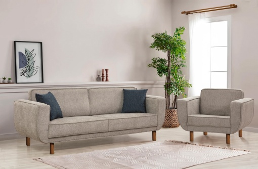 Canapea Extensibila Lorus Set - Walnut, Grey