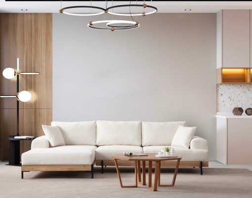 Canapea pe colț Eti Oak Left - White