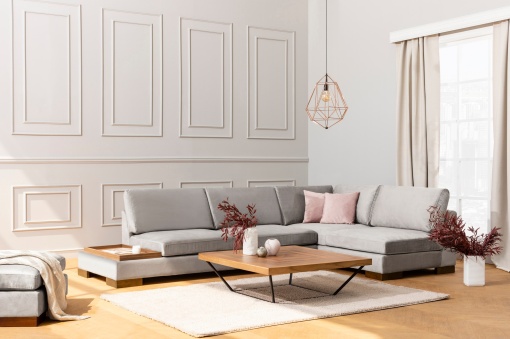 Canapea pe colț Tulip Corner Right Without Pouf - Light Grey