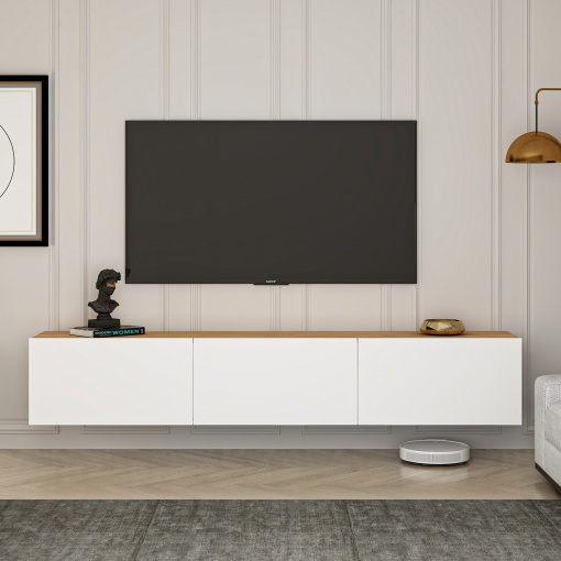 Comoda TV West - White, Atlantic Pine