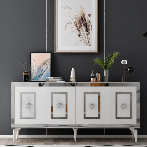 Consolă Karya - White, Silver