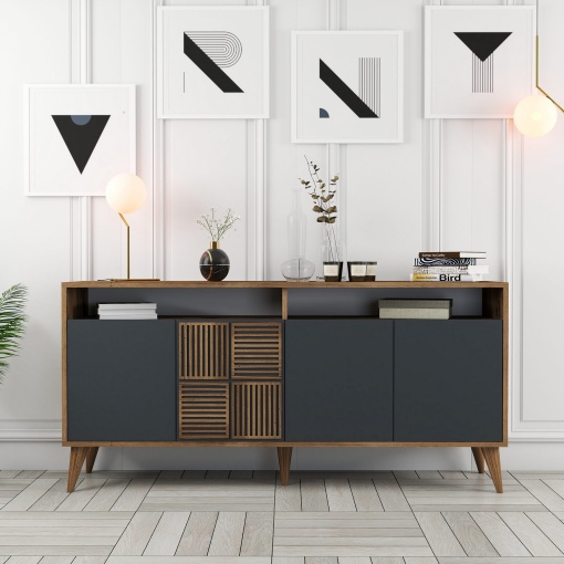 Consolă Milan 160 - Walnut, Anthracite